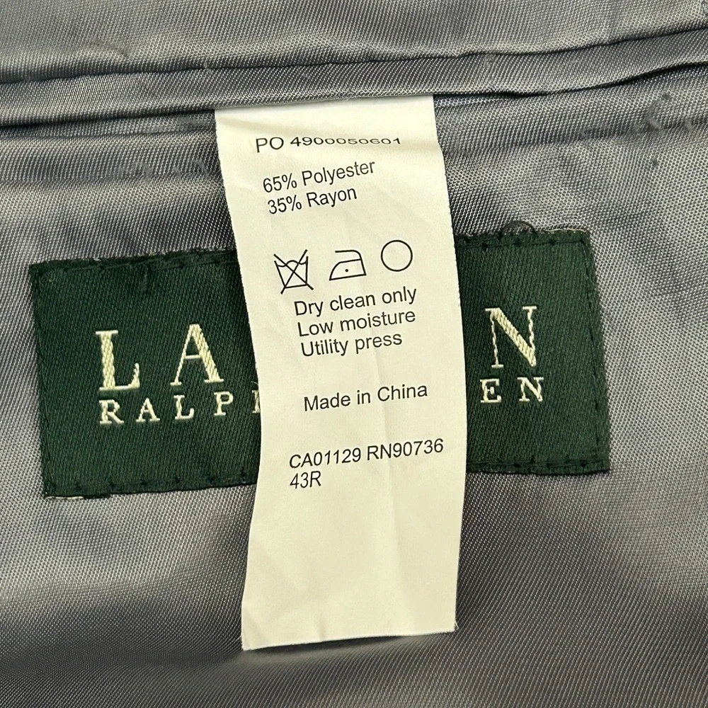 Lauren Ralph Lauren Blazer 43R Blue Micro‎ Pattern Two Button Sport Coat